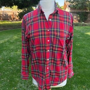 Vintage L. L. Bean Scotch Plaid Flannel Shirt, Relaxed USA Made Size Medium